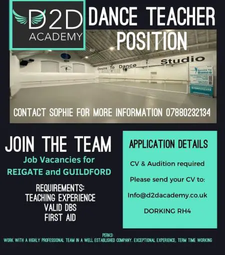 UK: Dance teacher positions in Reigate and Guildford